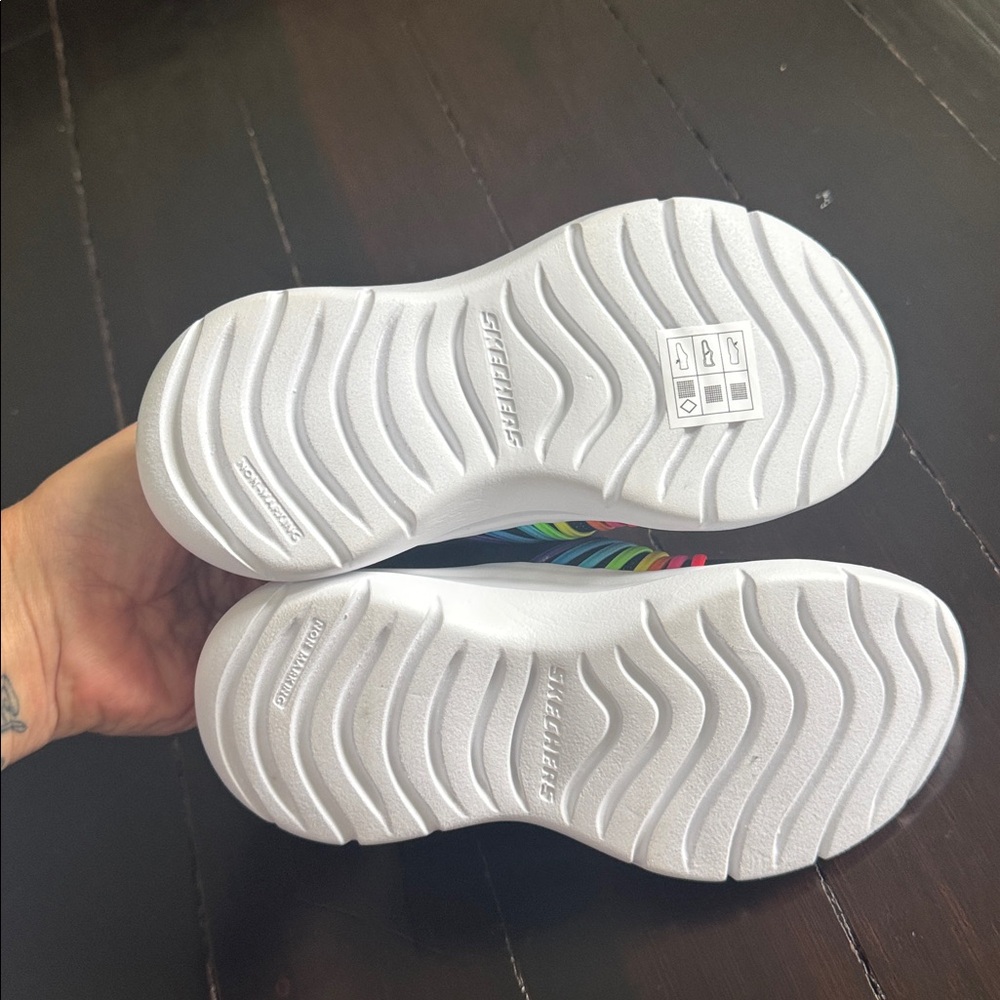 Skechers Kids' Black Sneakers with Rainbow Stripes - Picture 4 of 7